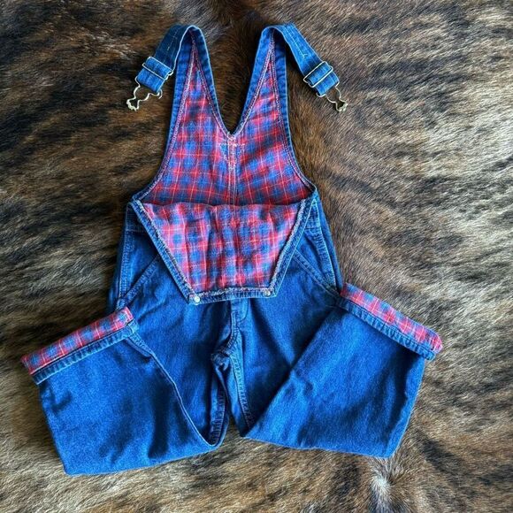 VTG Union Made OshKosh B’Gosh Plaid Flannel Lined Denim Overalls Size 4 - Picture 7 of 12